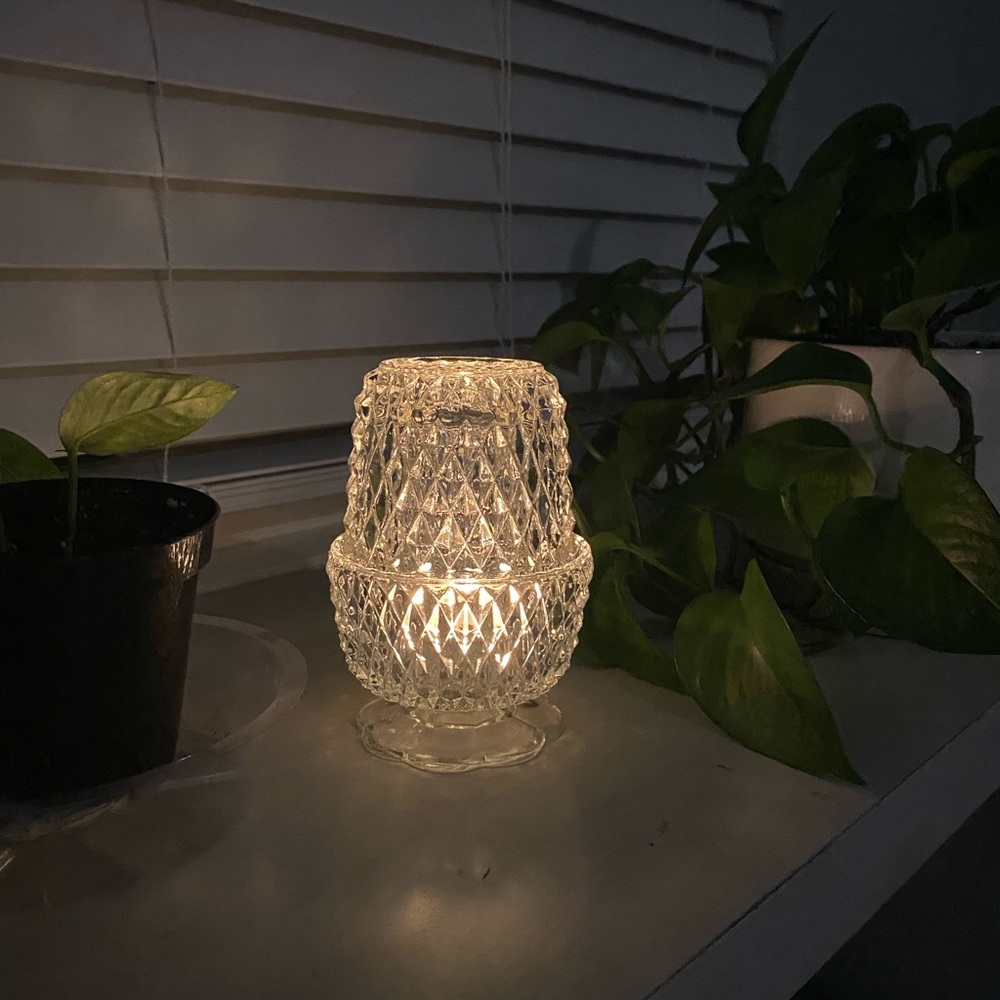 Vintage Crystal diamond point fairy lamp